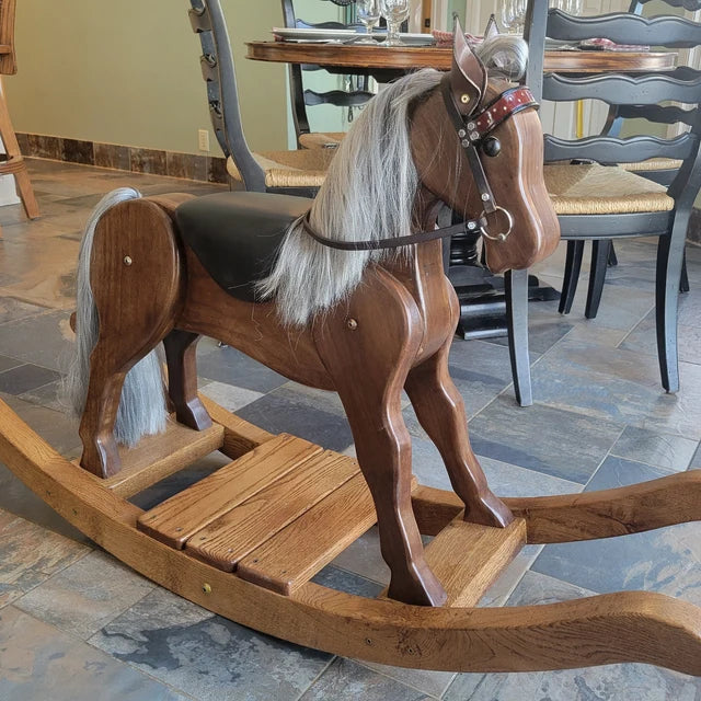 mane , tail and forelock in simulated hair for rocking horse restoration project