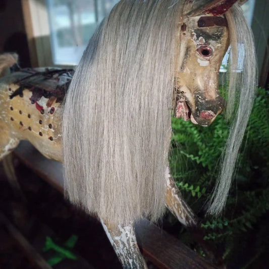 Rocking horse mane made with Real horse hair 14 inch ( 33 cm) long 8 inch (20cm) wide to be glued on the the rocking horse, very life like