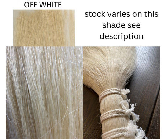 off white clip in mane extension with real mane hair from horses, fake horses forelock hair extensions, helps with fly protection and enhancers missing forelocks