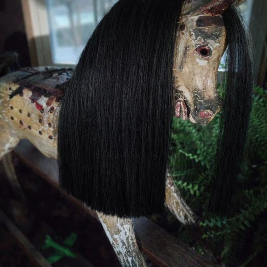 Rocking horse mane made with Real horse hair 14 inch ( 33 cm) long 8 inch (20cm) wide to be glued on the the rocking horse, very life like